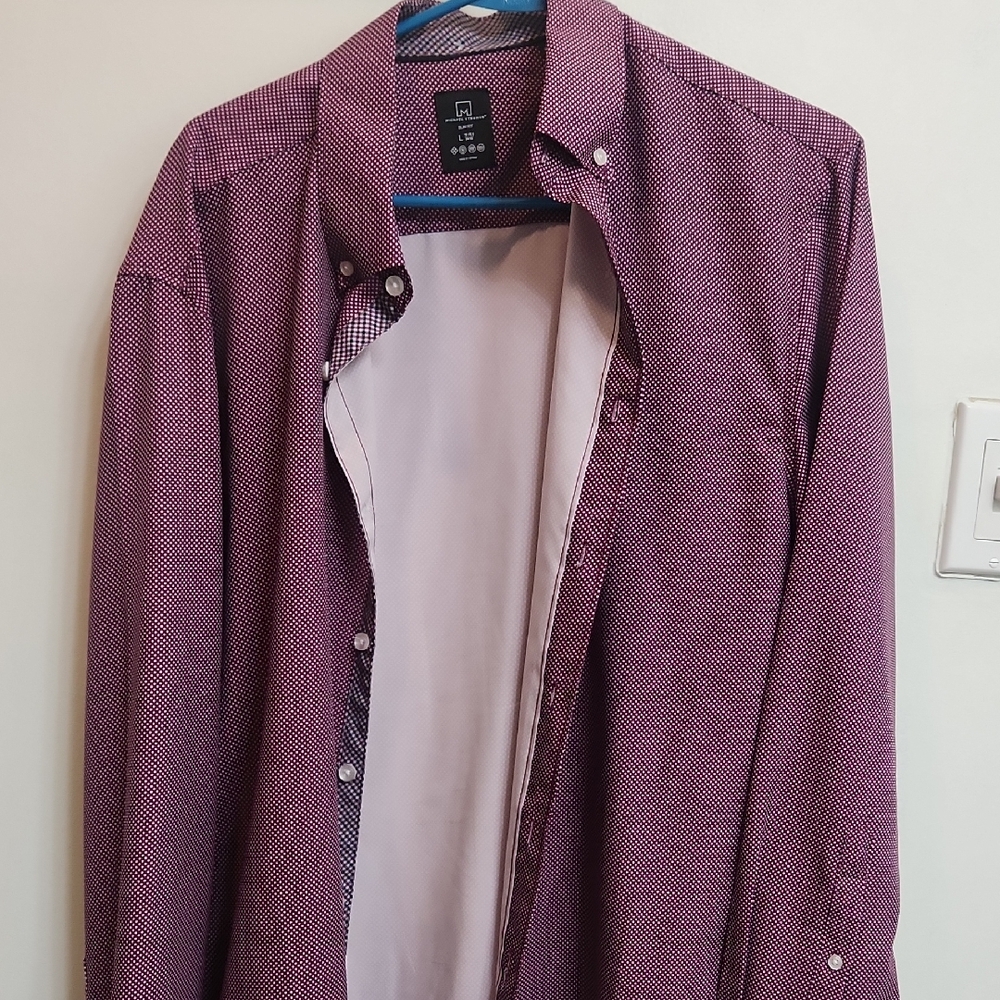 Michael Strahan Purple Maroon Button-Up Shirt 16/16.5 34/35 (L)